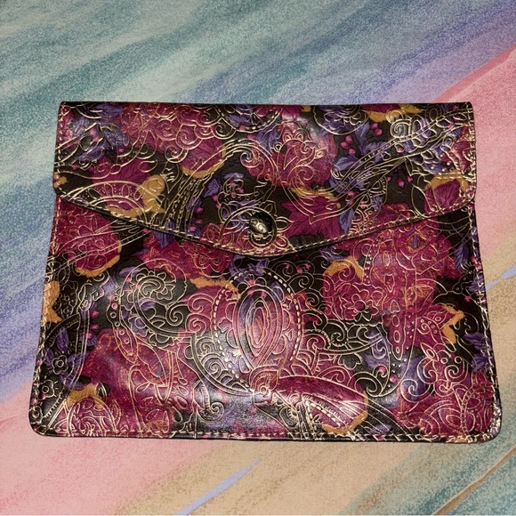 Patricia Nash Metallic Tooled Leather Midi Clutch - Picture 1 of 6